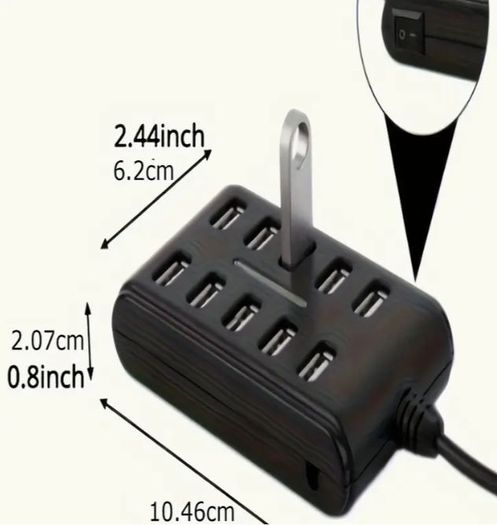 10-Port USB Hub with On/Off for Switch, new, unopened.