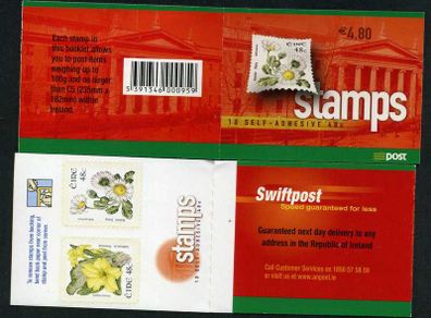 2004 Ireland Wilds Flowers Definitive Stamp Booklet Mint Never Hinged (MNH). Hibernian HB122