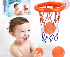 Bath Toy Fun Basketball Hoop & Balls Set for Boys and Girls Kid & Toddler Bath Toys Gift Set 3 Balls Included