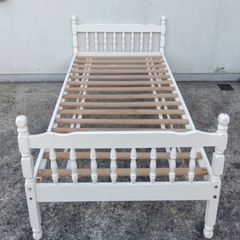 2 x Matching Solid Single Cream/White Wooden Bed Frames - Can Deliver