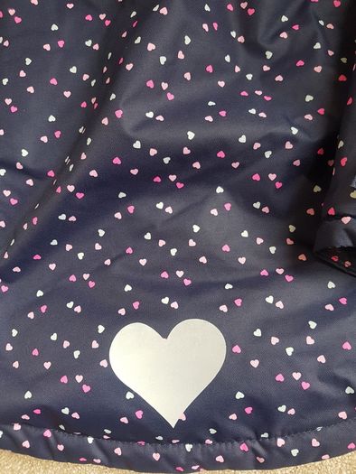 Girls Navy Heart Padded Coat