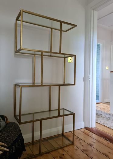 Avoca Gold Metal and Glass Display Shelf