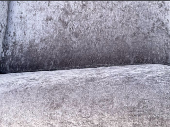 Grey velvet corner L shaped sofa