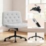 Mid-Back Cross-legged Desk Chair, Vanity Chair Dressing Table With Armless Seat for Home Office, Living Room, Bedroom(Grey) Image 4