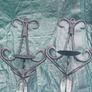 Pair of Wrought Iron/Crystal Candle Holder Image 2