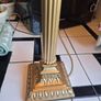 Tall lamp Vintage Gold metal Neoclassical  column lamp with silk called fringed tassled shade Image 3