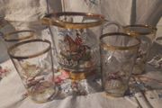 Vintage Hunting Scene Jug&amp;Tumblers