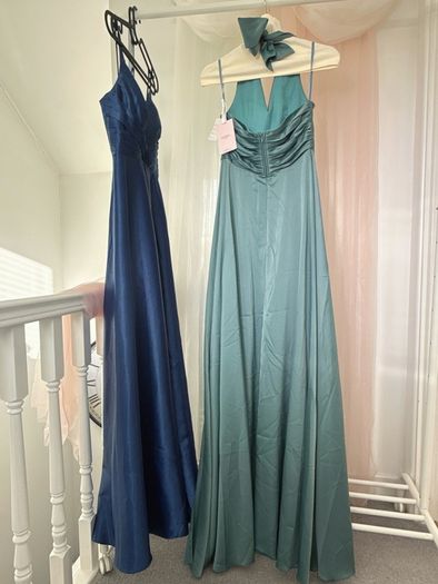 Sage Green Halter Satin High-Slit Long Gown