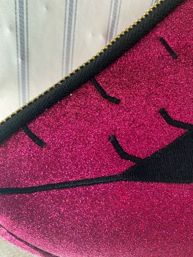 New Skinny Dip magenta glitter lip clutch (read in full)