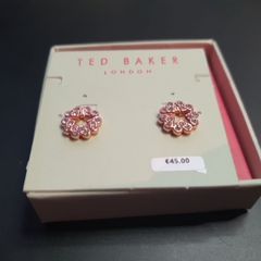 NEW Ted Baker Gold color Star inside flower with sparkling stones earrings RRP 45 euro NEW & BOXED