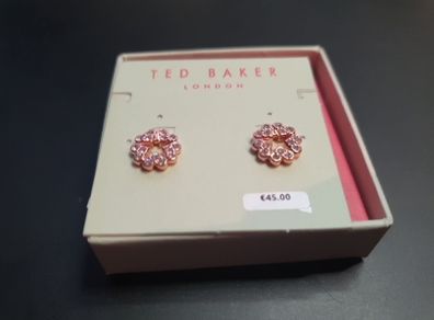 NEW Ted Baker Gold color Star inside flower with sparkling stones earrings RRP 45 euro NEW & BOXED