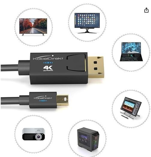Mini DisplayPort to DisplayPort Cable 5 meters .  DisplayPort connector, Mini DisplayPort/Thunderbolt 1 & 2    other cables available not same brand Mini DisplayPort to HDM