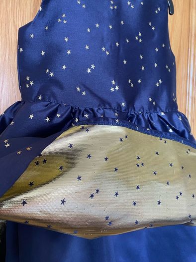 Girl's Elegant Occasion Navy Blue & Gold Star Dress