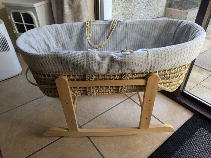 Wicker Moses Basket with Wooden Rocking Stand