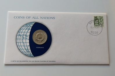 Yugoslavia 1971 Vintage Coin Stamp cover BUNC