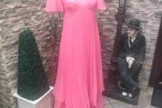 Vintage 70s Mags Fortail Paris Coral Pink maxi Dress