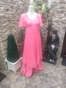 Vintage 70s Mags Fortail Paris Coral Pink maxi Dress