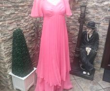 Vintage 70s Mags Fortail Paris Coral Pink maxi Dress