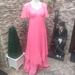 Vintage 70s Mags Fortail Paris Coral Pink maxi Dress