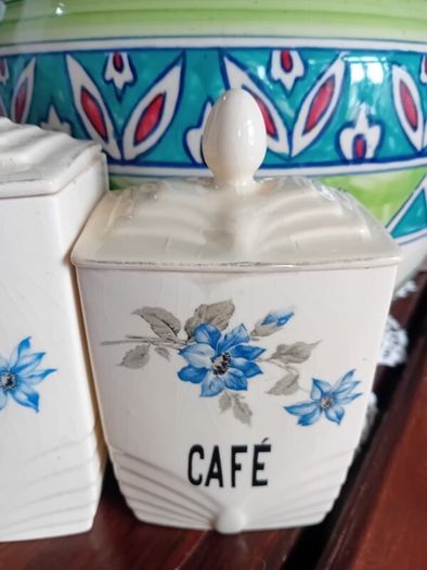 RESERVED Antique Art Deco French 5 piece kitchen storage jar set