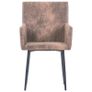 Dining Chairs with Armrests 2 pcs Brown Faux Suede Leather Image 7