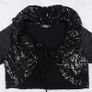 Miss Frida Black Y2K Goth Sequined Sparkly Lace Sleeve Cropped Bolero Shrug Cardigan Size S Image 2