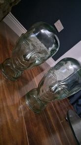 2 x Green Glass Head decorative display