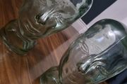 2 x Green Glass Head decorative display