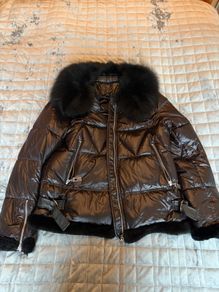 Luxury Down Puffer Jacket with Genuine Fox Fur Collar Black