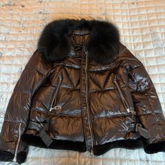 Luxury Down Puffer Jacket with Genuine Fox Fur Collar Black