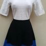 Karen Millen Black, Blue and White Knit Skater Dress Image 3