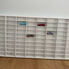 Hot wheels white wooden car shelf / organiser white