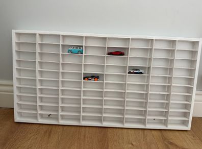 Hot wheels white wooden car shelf / organiser white