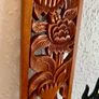 Hand Carved Long Balinese Wooden Sunflower Floral Relief Wall Art Decor Panel Image 4