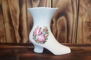 vintage 1960 Chinese porcelain ornamental ladies boot