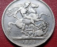 1891 United Kingdom 1 Silver Crown - Victoria 2nd portrait coin