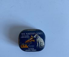 Vintage His Master's Voice gramophone needle tin