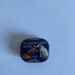 Vintage His Master's Voice gramophone needle tin