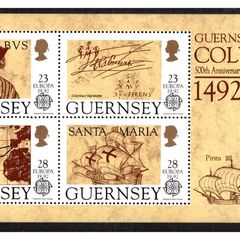 1992 Guernsey Europa: 500th Anniversary of Discovery of America by Columbus Commemorative Stamps Miniature Sheet Mint Never Hinged (MNH)