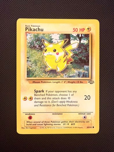 Vintage Pokemon Card Pikachu 60/64 Jungle Set WOTC 1999