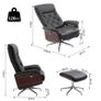 Executive Office Chair Recliner PU Leather w/ Footrest Black Image 7