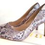 Snake Print Stiletto Heels - Pointed Toe Court Ladies Shoes Image 4