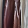 VINTAGE tan genuine leather A-Line skirt with leather tie belt Sz M (Fit 10--12UK) Image 2