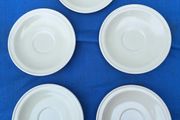 5 vintage white Carrigdhoun Co-Op saucers