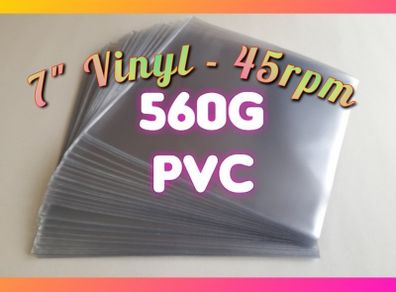 100 x 7 Inch PREMIUM QUALITY PVC Vinyl Record Sleeves 140 Micron - HEAVY DUTY LP Album Covers 560 Gauge Thick - For 7" 45rpm Singles