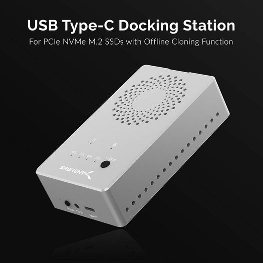 SABRENT M.2 SSD Enclosure, 2 NVMe to USB Case, Offline Cloning NVMe Enclosure