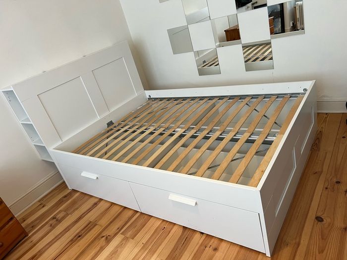IKEA Brimnes Double Bed Frame with Headboard and Storage