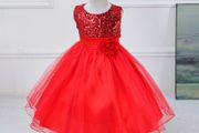 New Girls Sequinned Dress Flower Sash Sleeveless Formal Party Wedding Bridesmaid Sz 9-10y