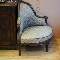 Antique French Corner Bergere Armchair