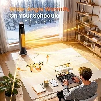 Electric Portable Space Heaters, 2000W PTC Ceramic Heater with WiFi & Voice Control, 70  Oscillation for 220 sq.ft, 3 Heat Modes, 45dB Smart Portable Space Heaters for Office & Home Use